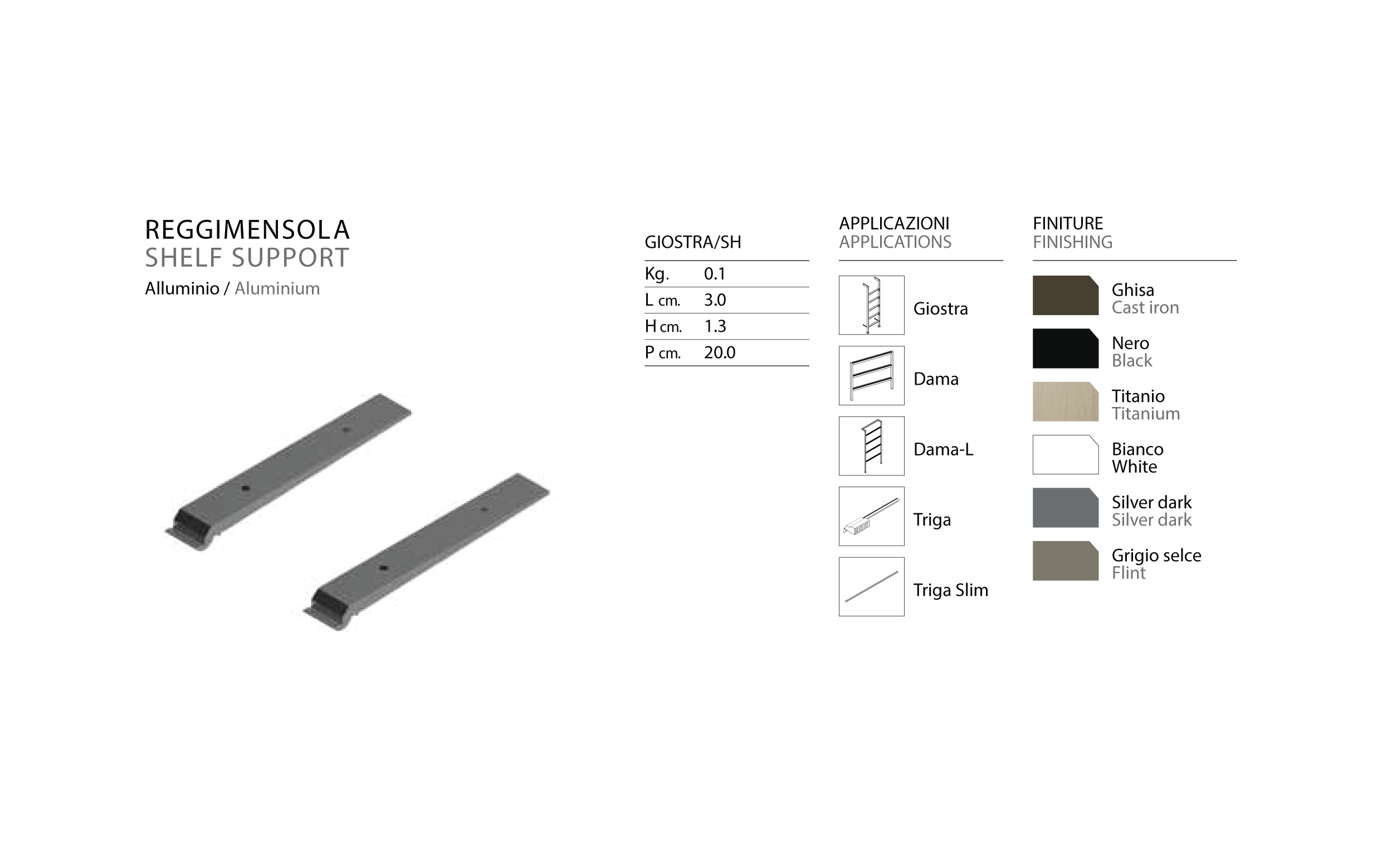 Shelf support F fronts